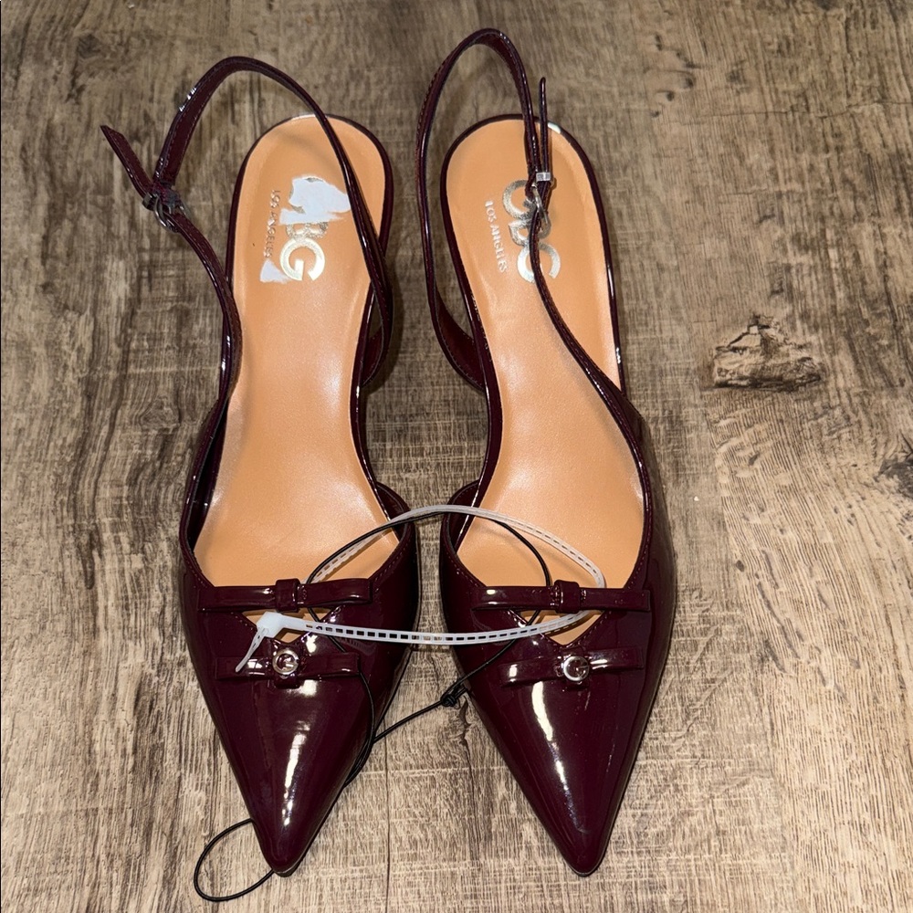 GBG Los Angeles Burgundy Patent Slingback Heels